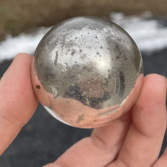 2" Antique Silver Kugel Mercury Glass Christmas XMAS Tree Ornament Germany - Picture 8 of 12